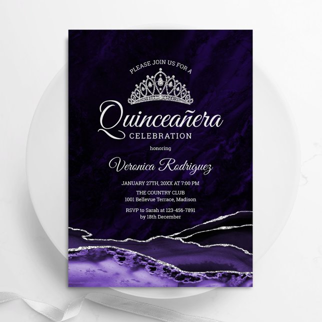 Invitación Mármol morado de plata (Subido por el creador)