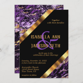 Invitación Mármol morado y dorado
