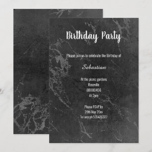 INVITACIÓN MÁRMOL NEGRO SIMPLE TODAS LAS OCASIONES CUMPLEAÑOS