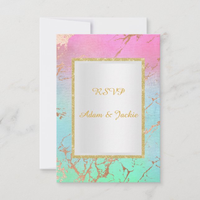 Invitación Mármol oro pastel ELEGANT CLASSY rsvp (Anverso)