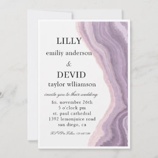 Invitación Mármol Púrpura Amatista Minimalista