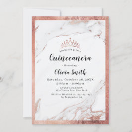 Invitación Mármol rosa de oro moderno Quinceanera