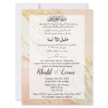 Mármol Rosa Dorado Musulmán Árabe y Inglés Boda