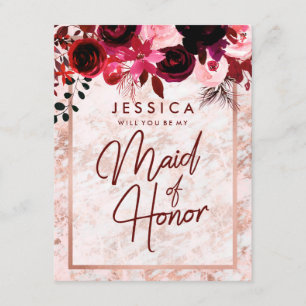 Invitación Mármol Rosa Dorado ¿Serás mi Dama de Honor