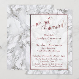 Invitación Mármol Rosa Oro Nos Casamos Recepción