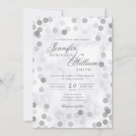 Invitación Mármol simple y elegante de plata de casamiento