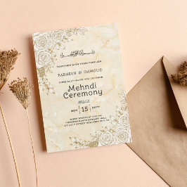 Invitación Mármol Textura Floral Lace Musulmana Ceremonia Meh