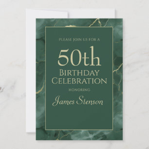Invitación Mármol Verde 50 cumpleaños