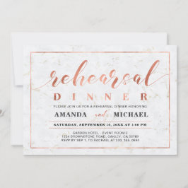 Invitación Mármol y Cobre | Cena de Ensayo de Boda Moderna