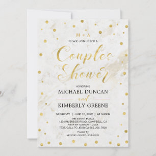 Invitación Mármol y lunares   Regalo de boda para parejas mod