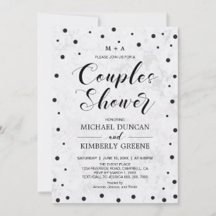 Invitación Mármol y lunares   Regalo de boda para parejas mod