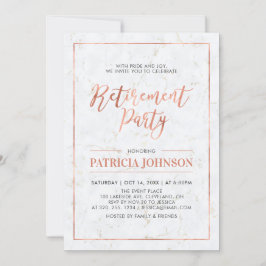 Invitación Mármol y marco de cobre | Fiesta de Jubilación Mod