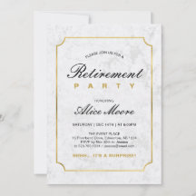 Mármol y Oro Elegantes | Fiesta de Jubilación Sorp