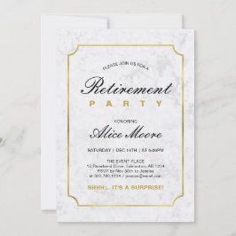 Invitación Mármol y Oro Elegantes | Fiesta de Jubilación Sorp