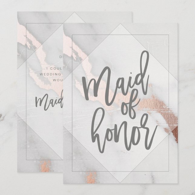INVITACIÓN MÁRMOL Y ORO ROSA DE HONOR (Anverso / Reverso)
