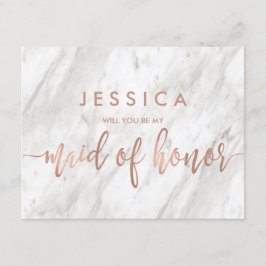 Invitación Mármol y oro Rosa serás mi empleada de honor