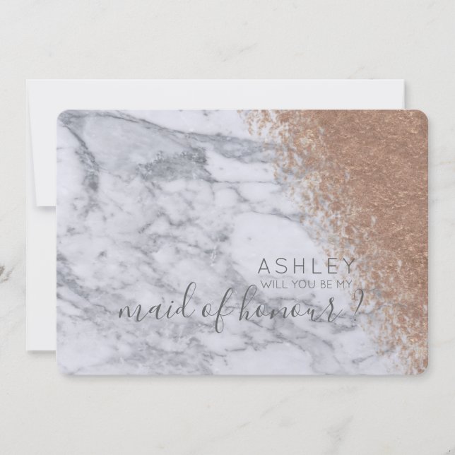Invitación Mármol y oro Rosa serás mi empleada de honor (Anverso)