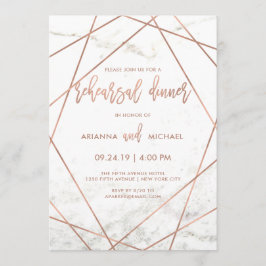 Invitación Mármol y Rosa de oro Ensayo geométrico Cena
