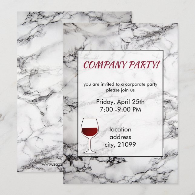 Invitación Mármol y vidrio negro y blanco (Anverso / Reverso)