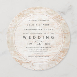 Invitación Mármoles modernos en beige con Boda de Círculo de 