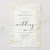 Mármoles modernos en blanco clásico con Boda de or