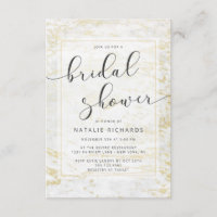 Mármoles modernos en blanco con ducha de novias de