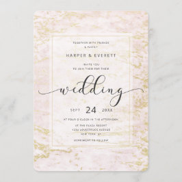 Invitación Mármoles modernos en Rubor con Boda de Relieve met