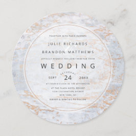Invitación Mármoles modernos en un Boda del Círculo de Cobre 