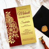 Maroon and gold paisley mehndi