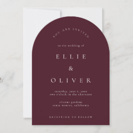 Invitación Maroon Burgundy Boho Arch Boda moderno