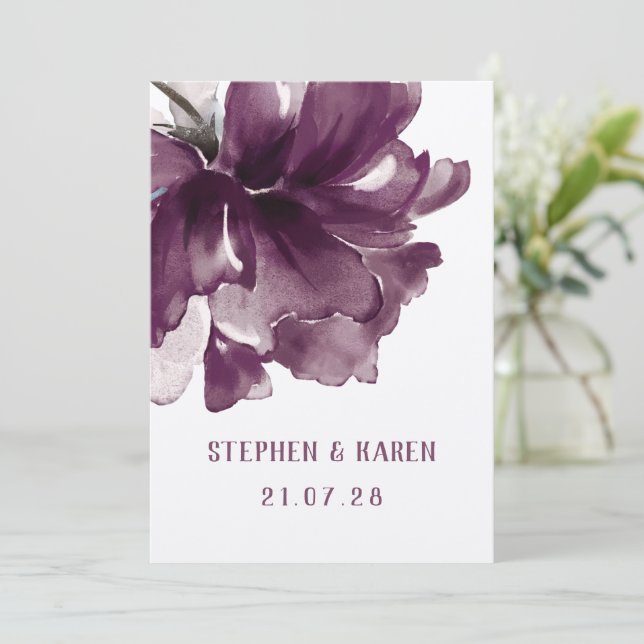Invitación Maroon Burgundy Poppy Elegant Wedding (Anverso de pie)