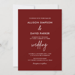 Invitación Maroon Burgundy simple Boda moderno