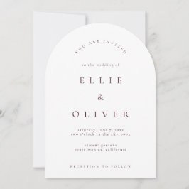 Invitación Maroon Burgundy & White Boho Arch Modern Wedding