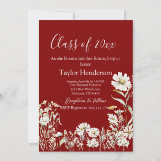 Invitación Maroon & Daisy Photo Greenery Graduation