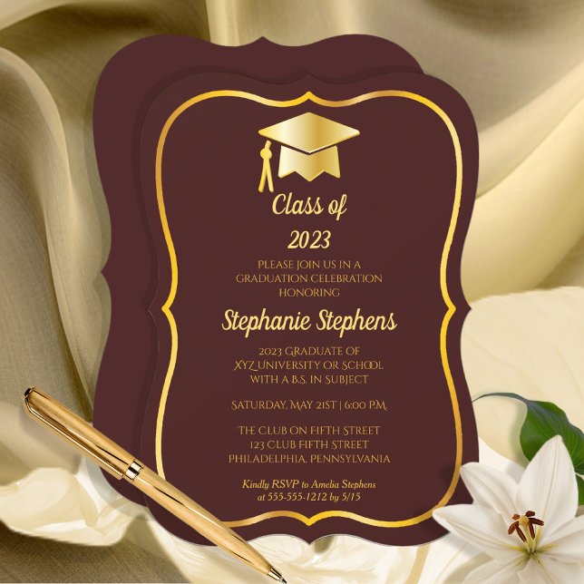 Invitación Maroon elegante | Partido de Graduación de los Cam (Subido por el creador)