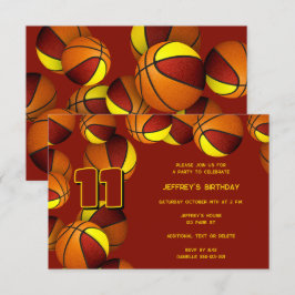 Invitación maroon gold team colores basketball cumpleaños