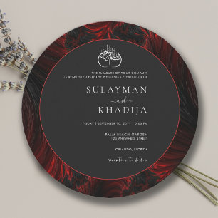 Invitación Maroon Minimal & Elegante Boda de Ronda Islámica d