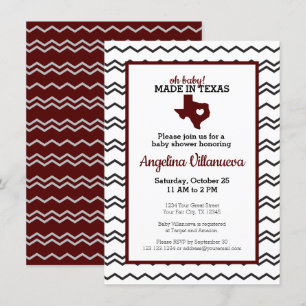Invitación ¡Maroon Oh Baby! Chevron hecho en la ducha de Texa