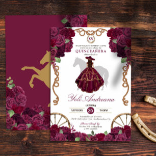 Invitación Maroon oscuro rojo Charro Occidental Quinceanera