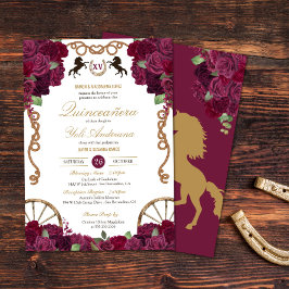 Invitación Maroon Purple Rosas Charra Quinceañera Occidental