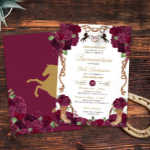 Maroon Red Rose Floral Occidental Charra Quinceane