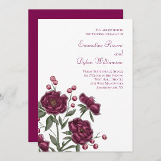 Invitación Maroon Rose Wedding