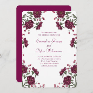 Invitación Maroon Rose Wedding