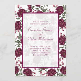 Invitación Maroon Rose Wedding