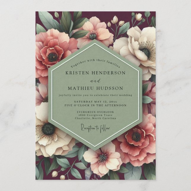 Invitación Maroon Sage Still Life Wedding (Anverso)