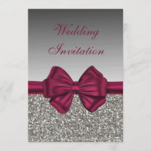 Maroon Satin Bow & Silver - Boda