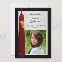 Invitación Maroon Tassel con el partido de graduación de foto