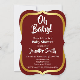 Invitación Maroon y Gold Elegant Baby Shower