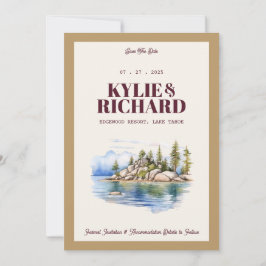 Invitación Maroon y Gold Save the Date