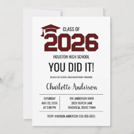 Invitación Maroon You Did It Graduation Photo